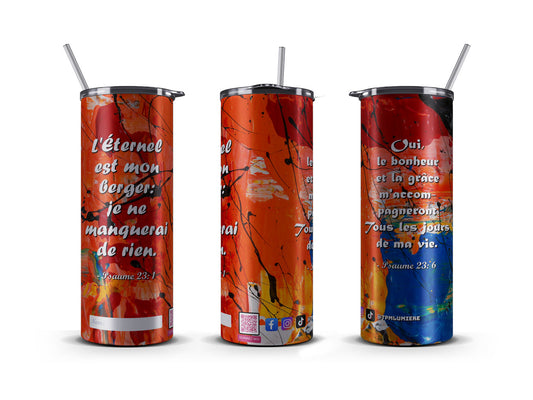 Tumbler 20 OZ, The LORD is my shepherd (Psalm 23) - Red (French)