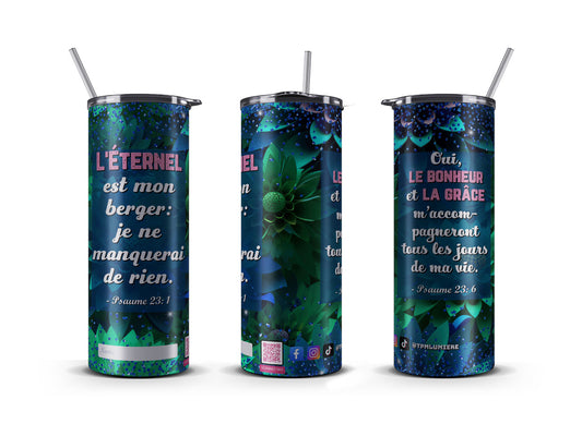 Tumbler 20 OZ, The LORD is my shepherd (Psalm 23) - French/Green