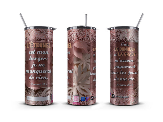 Tumbler 20 OZ, The LORD is my shepherd (Psalm 23) - French/Beige